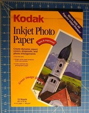 Kodak Inkjet Photo Paper 15 Sheets 8.5" x 11" 117lb paper Fast Dry Bright White
