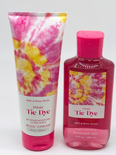 Bath and Body Works Pink Tie Dye Body Cream 8 oz Shower Gel 10 oz New