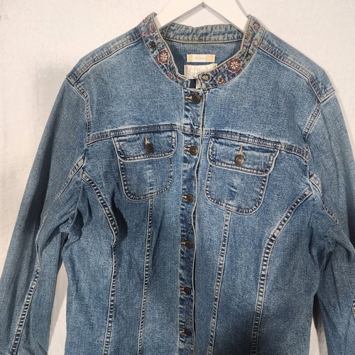 Chaqueta CJ BANKS talla 1X Denim Elástica Azul ROJA Cuello Cuentas Puño - Imagen 4 de 9