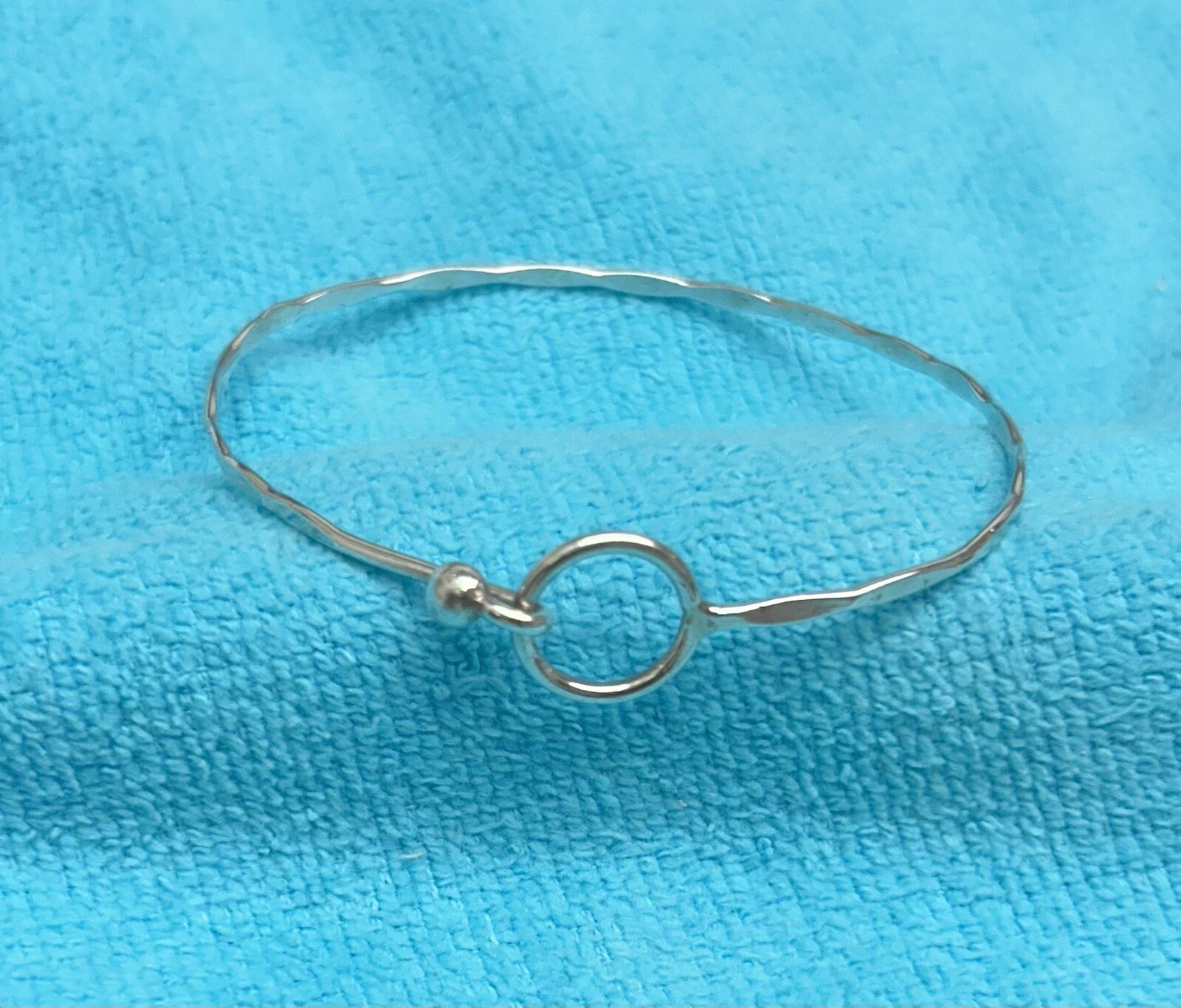 HOOK CLASP BANGLE BRACELET WAVE DESIGN STERLING S… - image 2