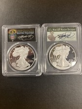 2019-w Pcgs Pr70 Silver Eagles. Fdoi-2 Coins Set) Cleveland Signed