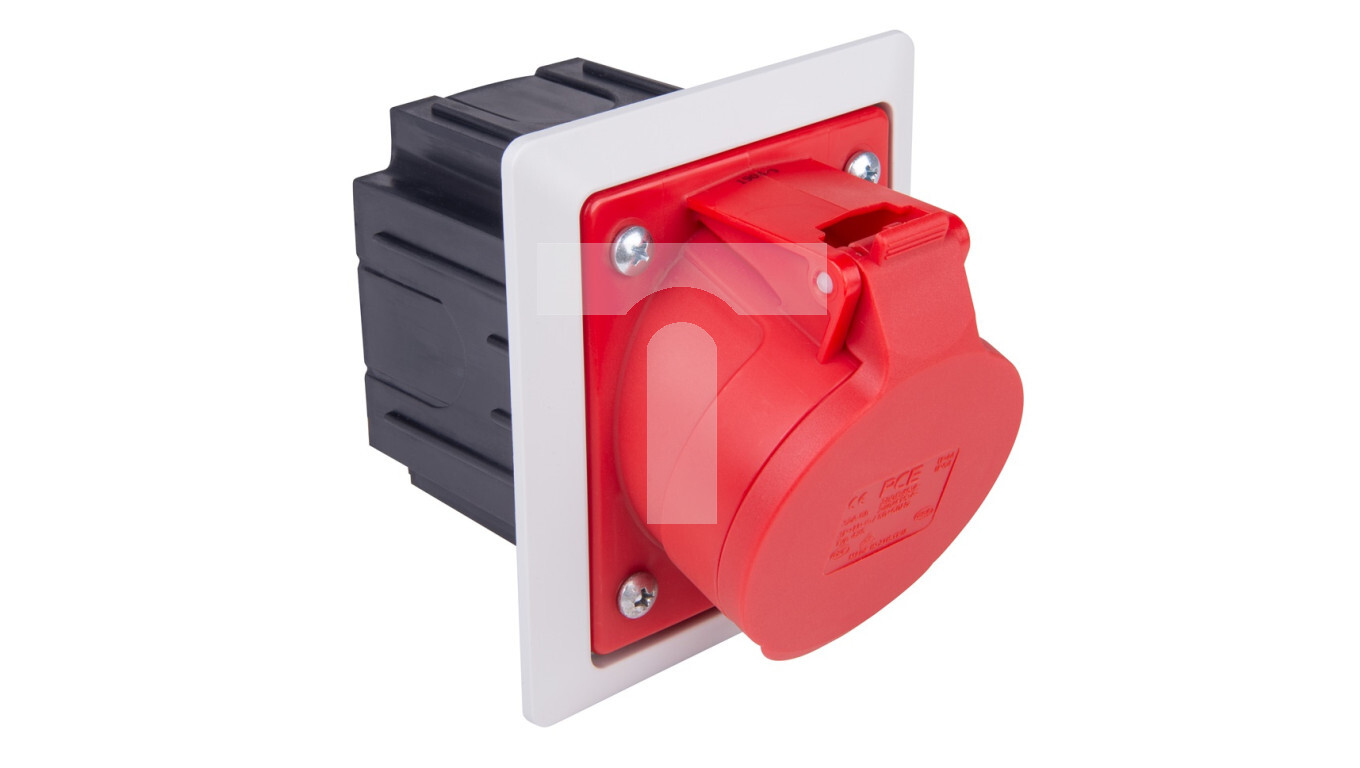 Panel socket with box 16A 4P 400V /80x97/ red IP44 TWIST 414-6pkr /T2UK