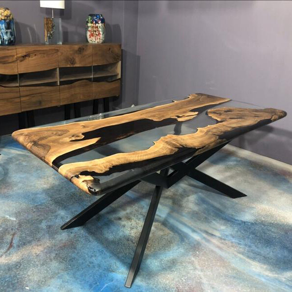 Epoxy Wood Coffee Table with Clear or Black Resin Design  -image
