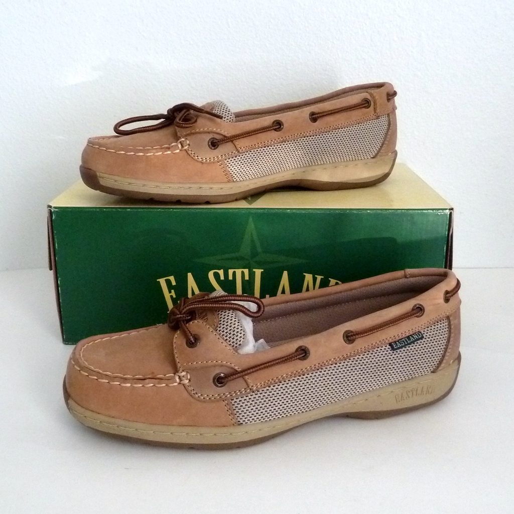 Eastland Women's Leather Sunrise Slip-On Boat Shoes Color: Tan