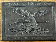 VINTAGE National Rifle Association Belt Buckle Men Regular Pot Metal Eagle Gun