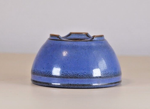 Japanese Bonsai Pot HEIAN KOZAN φ3.5"(9cm) Blue Glazed Round Y204 - Picture 7 of 11
