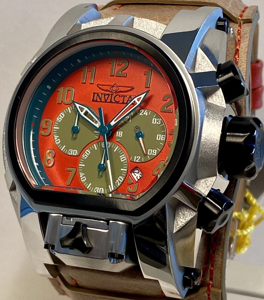 Puppy Khaki Orange 52mm Chrono Khaki Lagarto Leather MAGNUM