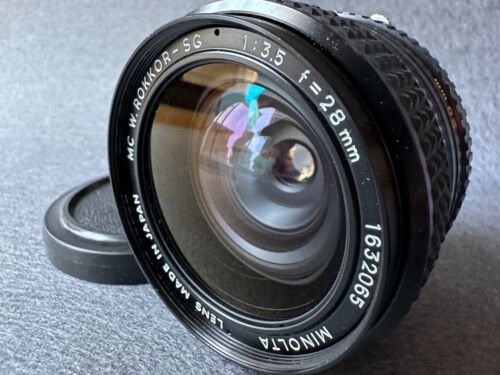 MINOLTA MC W ROKKOR SG 28MM F3.5 MANUAL FOCUS WIDE ANGEL LENS FOR MC/ MD MOUNT - Picture 1 of 10
