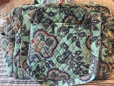 NEW Vera Bradley BABY DIAPER BAG Floral Fan Flowers Aqua/Gray MSRP 139