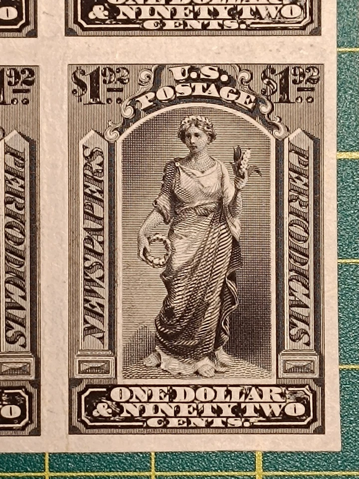 US stamps, 1$ 92c Newspapers Periodicals, Block of 4, Trial Color PROOF on India - Image 3 of 4