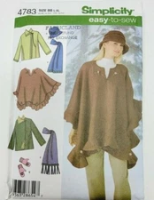 Simplicity 4783 Misses Jacket Poncho scarf hat and mittens sew pattern sz L-XL
