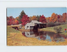 Postcard Old Mill on a Placid Pond Framed by Autumn Foliage