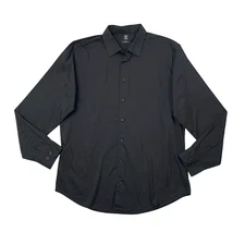14th Union Shirt Mens 16 Black Button Up Long Sleeve Wrinkle Resistant Trim Fit