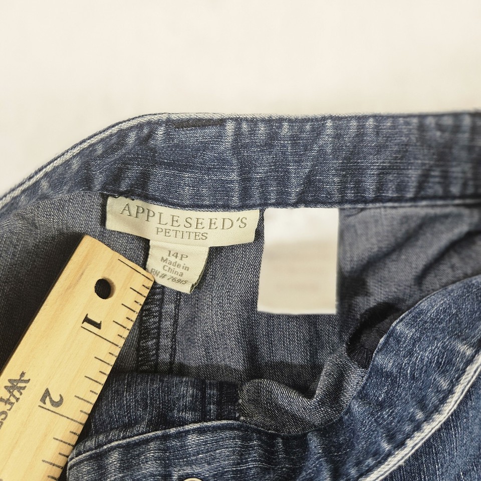 Appleseeds Petites Jeans 14P RN76915 Denim Straight Legs Boot Cut Blue
