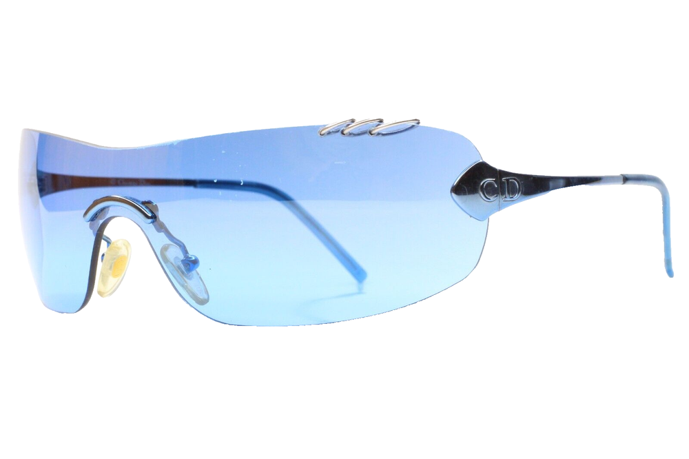 Christian Dior Piercing 55P RARE Blue Rimless Vintage Sunglasses W/Case Included