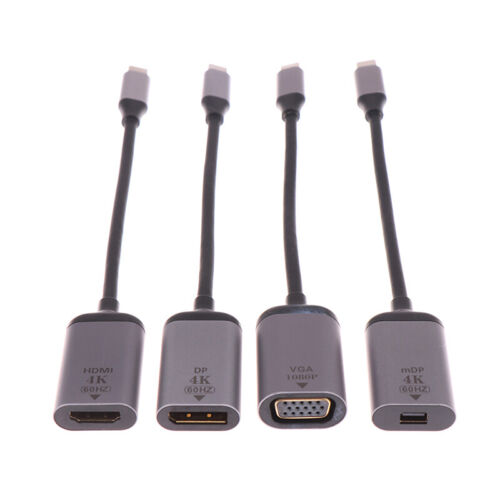 4K USB C to HDMI/VGA/DP/Mini DP Cable Thunderbolt Adapter UHD Type-C HDMI^ Q❤ - Afbeelding 1 van 16