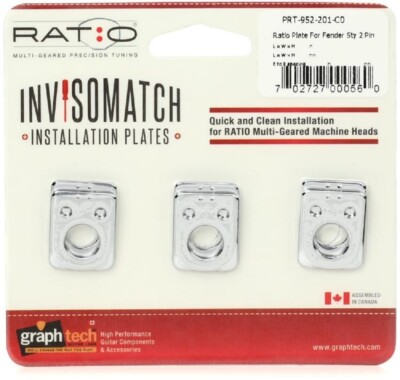 NEW - Graph Tech Ratio Invisomatch Plates (6) For Fender 2-Pin Hole - CHROME