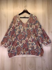 Vintage 1990s Stefano 3/4 Sleeve V Neck Floral Print Womens Thin Sweater Top
