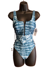 NWT Hot Water Swimsuit Women  s Medium Green One Piece Front Zip Size M
