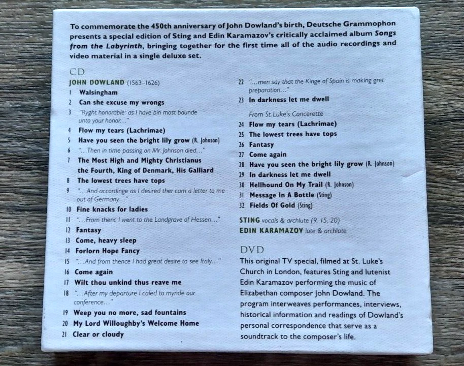 Sting: Songs from the Labyrinth [Deluxe = Bonus DVD] (CD+DVD, Jul-2013) F21 Foto 3 de 4