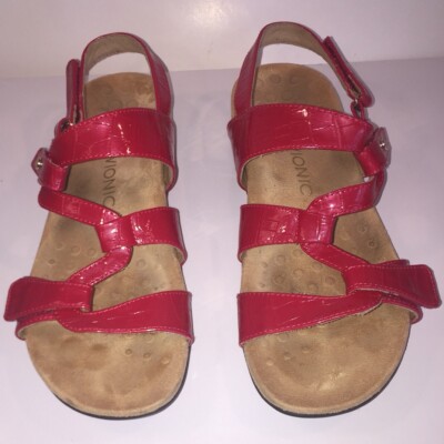 Vionic Red Stapy Strap On Womens Sandals Size 10 M