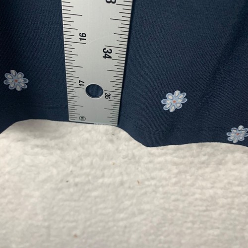 J.Jill Women's Shirred-neckline Flutter-Sleeve Dress Navy Blue Daisy Size M 8715 - 第 4/9 張圖片
