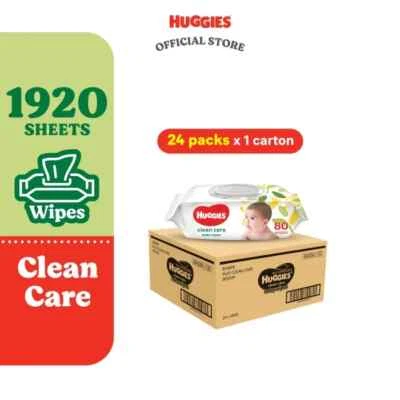 𝗛𝘂𝗴𝗴𝗶𝗲𝘀 Baby Wipes Clean Care Wet Tissue (80s x 24 packs) - Image 1 of 4