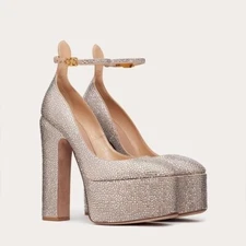 Valentino Garavani Tan-Go Pump with Crystals 155mm Size IT 41/ US 11