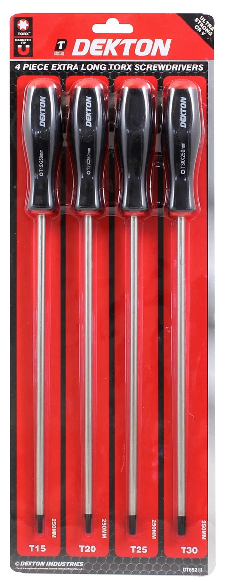 4PC EXTRA LONG STAR TORX SCREWDRIVER SET MAGNETIC TIP T15 T20 T25 T30X250MM