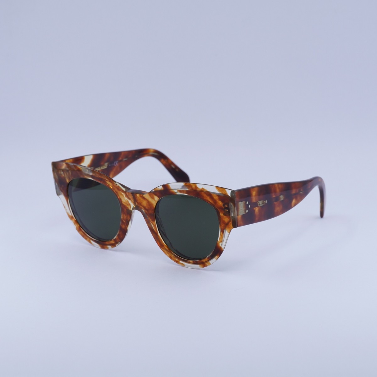 Celine CL40008I 56N Striped Brown/Green 48-26-150 Sunglasses New