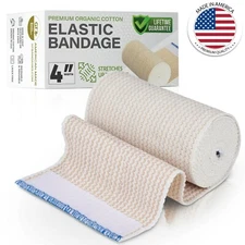 GT 4" Wide Cotton Elastic Compression Bandage Body Wrap Hook/Loop USA Made