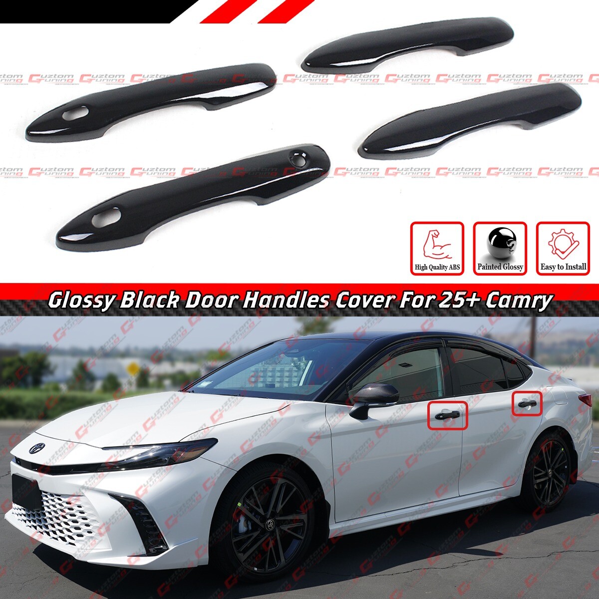 For 2025 Toyota Camry LE XLE SE XSE Gloss Black Door Handle Cover