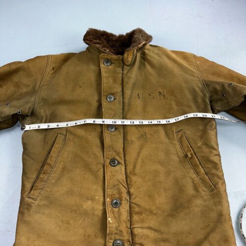 VTG WWII US NAVY USN N1 Deck Jacket Sz 38 Alpaca Stencil Work Coat Rare WW2 - Picture 15 of 24