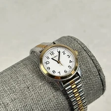 Timex Watch Womens 25mm Round White Dial Two Tone Expansion Classic New Battery