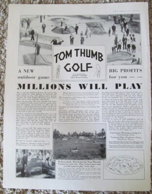 FULL MAGAZINE PAGE AD 1930  FOR TOM THUMB GOLF
