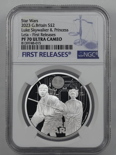 2023 Great Britain Star Wars 2 Pound Luke Skywalker & Princess Leia NGC PF70UCAM