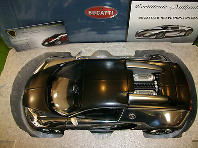 BUGATTI VEYRON 16.4 PUR SANG BLACK & ALUMINUM 1:18 by AUTOart 70966 NEW IN BOX
