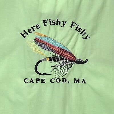 Spicy Tuna Fishing Shirt Cape Cod Embroidered Mens XXL Vented Lime Green  2XL 