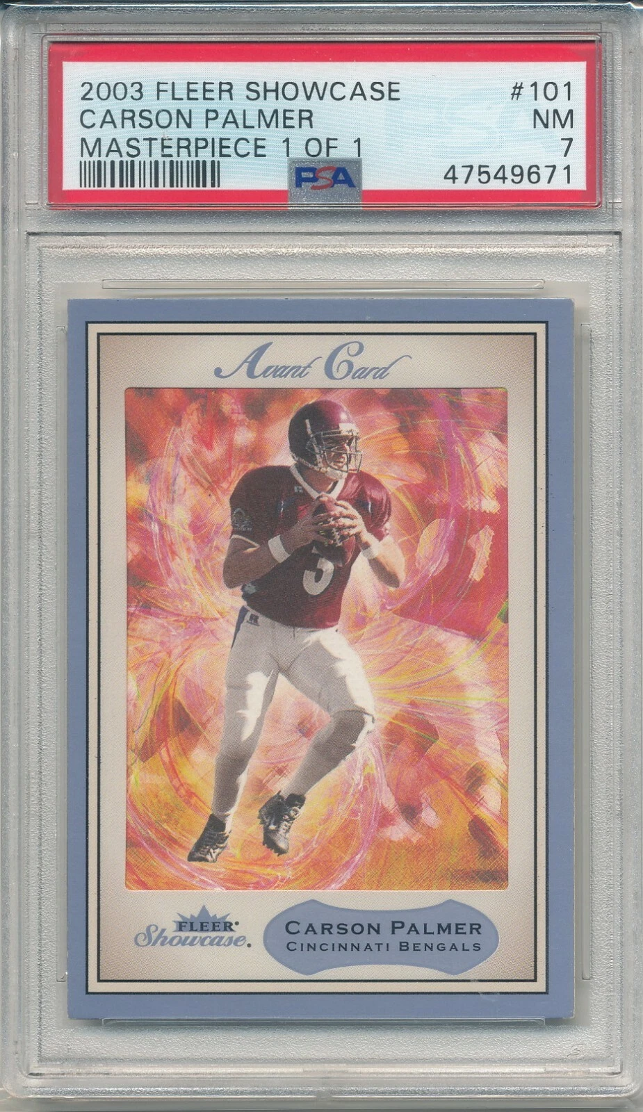 Carson Palmer Fleer Showcase #101 Masterpiece 1/1