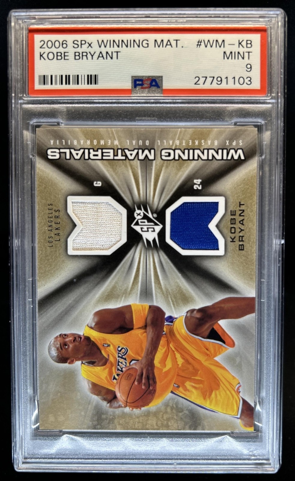 2006-07 SPx Kobe Bryant Winning Jersey #WM-KB Lakers PSA 9 view 1