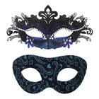 2pcs Halloween Couples Masquerade Glitter Mask Set Ideal for Costume Parties