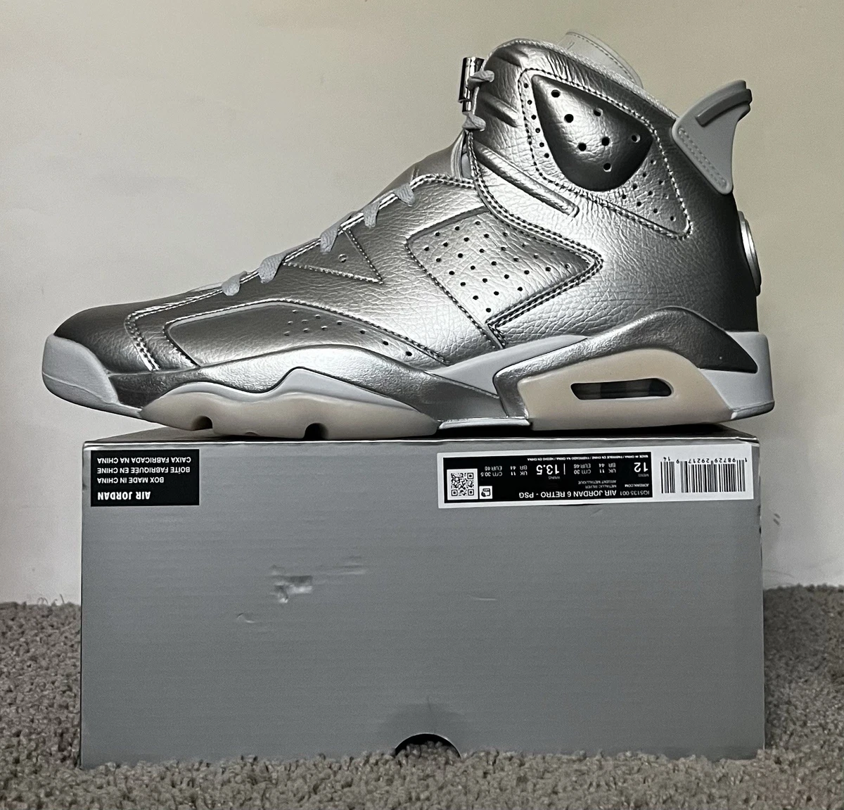 Paris Saint-Germain x Air Jordan 6 Retro Silver for Sale