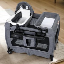 4 in 1 Pack  Play w/Bassinet Baby Playard Light Gray Newborn Changing Table