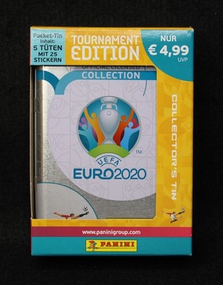 Panini Euro 2020 5-Packs with 25 Stickers in Collector's Tin Container BNIP