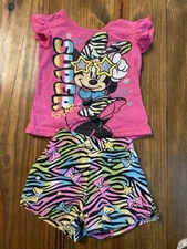 Disney Two Piece Outfit Minnie Mouse zebra Bows Size 12 Months Super Star
