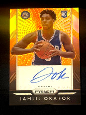 2015-16 Panini Prizm Jahlil Okafor Auto Orange Card /65 P-JOF Rookie Auto RC SP. rookie card picture