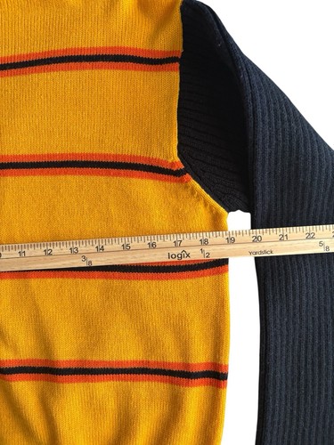 Vintage 70er Le Mans M gelb schwarz orange gestreift Rollkragen Pullover Retro Mod - Bild 6 von 11