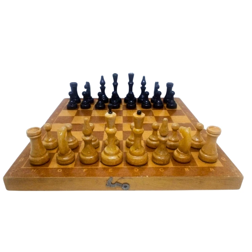 Juego de ajedrez de madera ruso soviético vintage tablero de juego de popa 30x30 cm años 70 URSS Foto 2 de 4