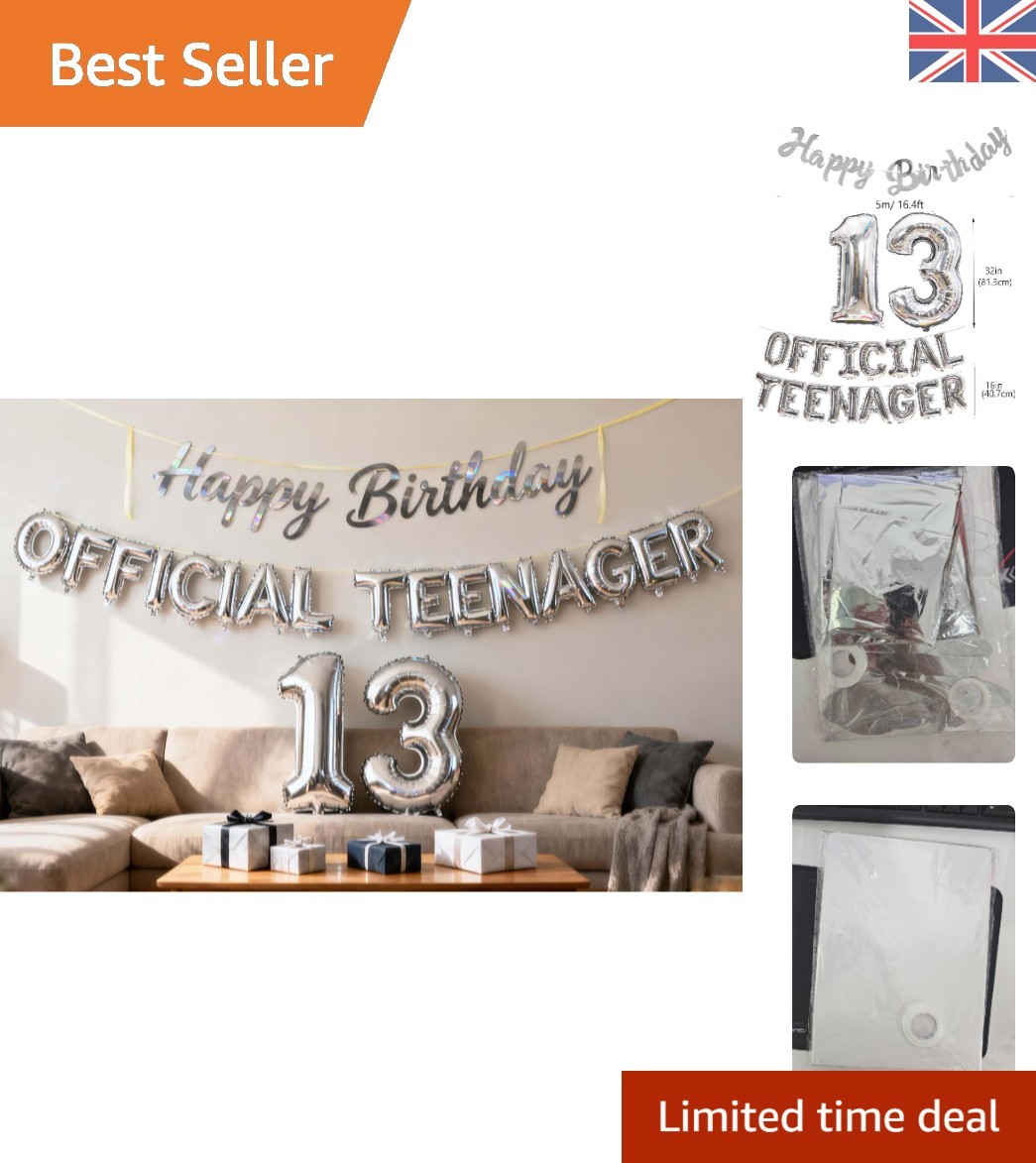 Official Teenager 13th Birthday Decorations Boys Girls, Happy Birthday Banner...