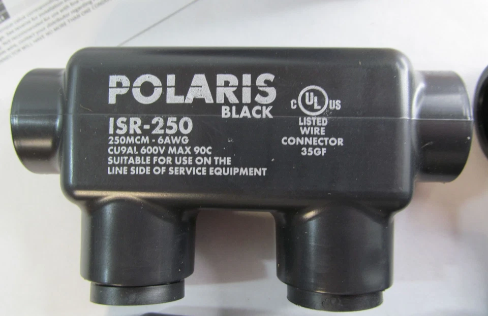 4-PACK NEW NSI POLARIS BLACK ISR-250 MCM 6-AWG INSULATED INLINE SPLICE - Image 2 of 4